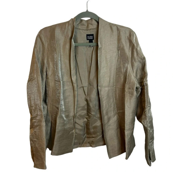Eileen Fisher Jackets & Blazers - Eileen Fisher Metallic Beige Linen Blend Jacket